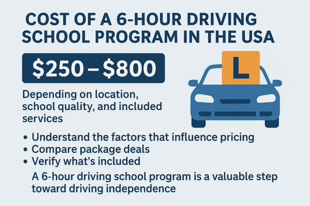 6 hours driving school price