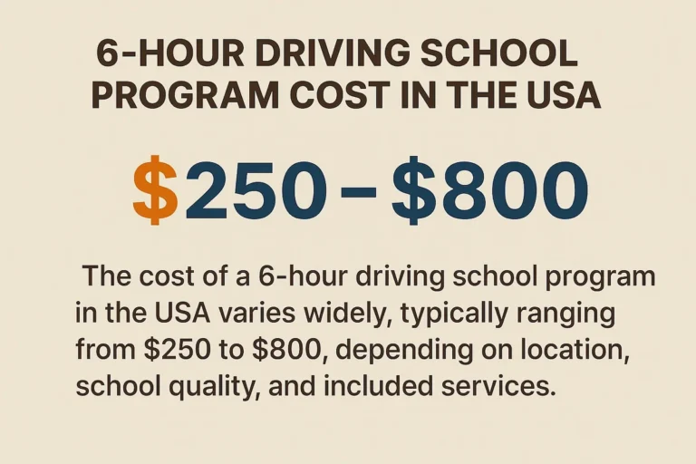 6 hours driving school price