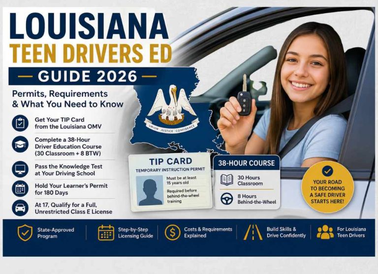 Louisiana teen driver education guide 2026 — learner's permit requirements and TIP card